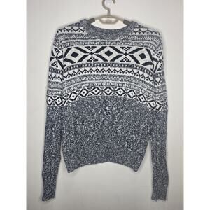 Normal Brand black white cotton long sleeve crewneck sweater - XL - tribal